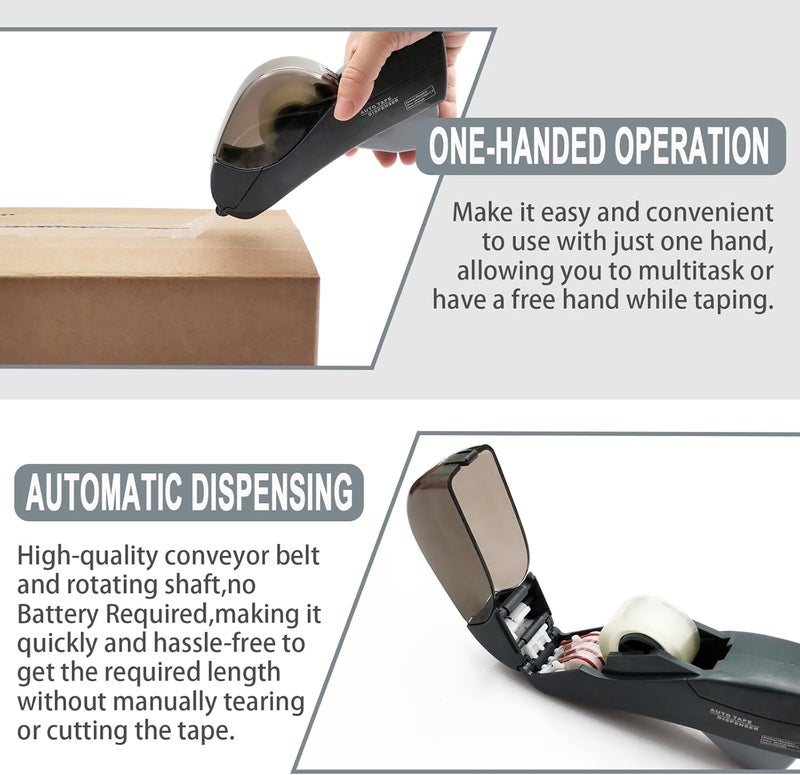 MFBJXC Automatic Tape Dispenser for Wrapping Gifts, Handheld Packaging Tape Dispenser Gun with Cutter, Dispensers for Adhesive Tapes-Grey - Image 3